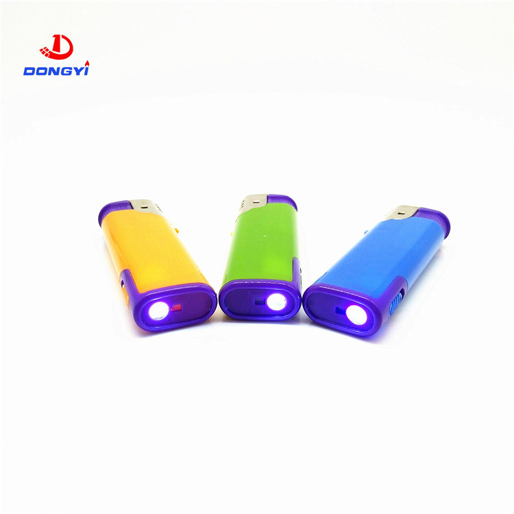Dy-F003 Model Turbo Flame Butane Gas Electric Windproof Lighter with LED Lamp