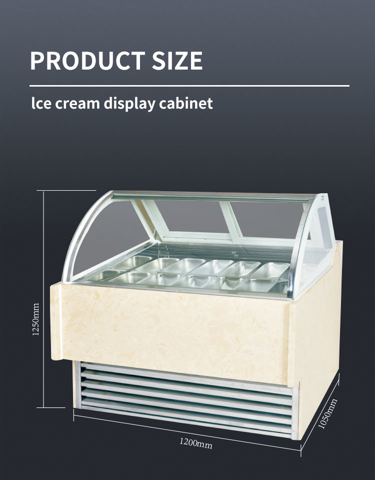 Commercial Ice Cream Display Unit 50-60hz Gelato Dipping Cabinet