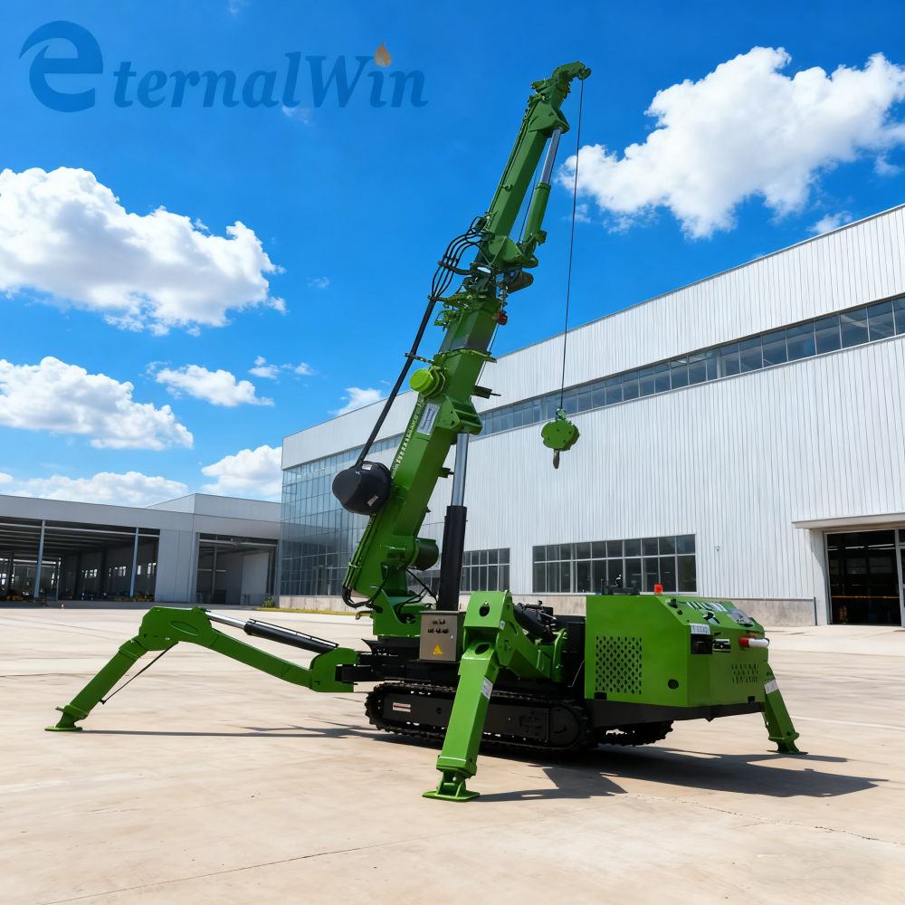  12ton Spider Crawler Crane with 1 Year Warranty Diesel Engine &amp; AC Motor and Hydraulic Expansion Outriggers for Construction Manufactures
