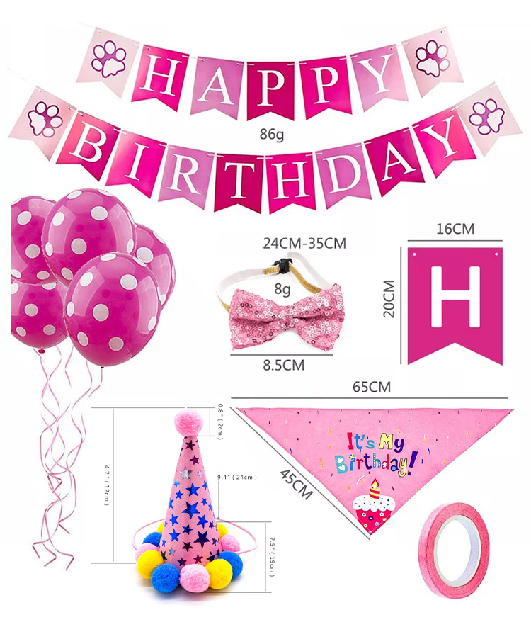 Dog's Birthday Party Supplies Pull Flag Hat and More Get Ready Celebrate