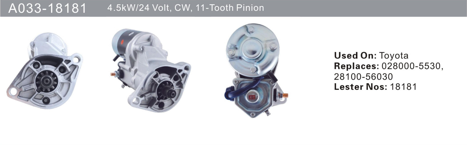 028000-5530 28100-56030 11 Tooth Toyota Starter Motor