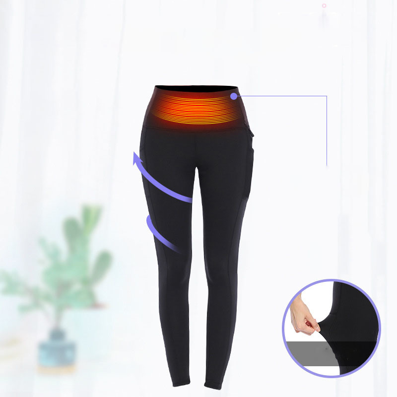 Fleece Lined Electric Heated Pants Warm Women Long Trousers