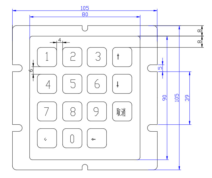 Customized Industrial Metal Keyboard For Dyeing Machine Equipment Operation