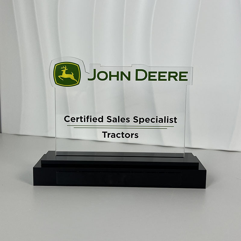 Custom Shape Acrylic Award Trophy PMMA Plaque with UV printing For Business Recognition or Anniversary Celebration