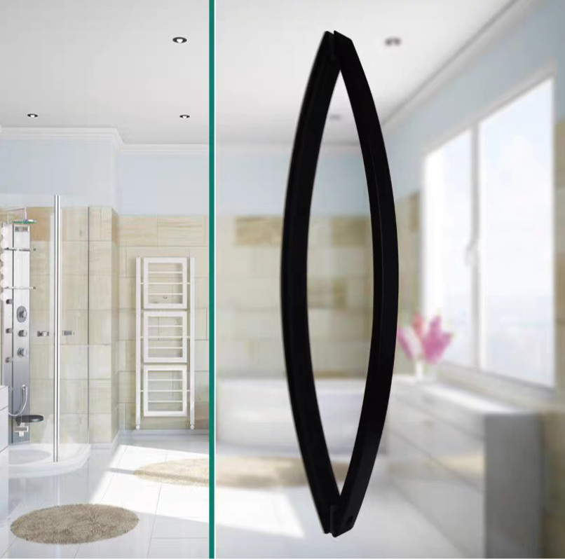Moon Shape Arc Square Shower Room Glass Door Handle Toilet Bathroom Door Handle