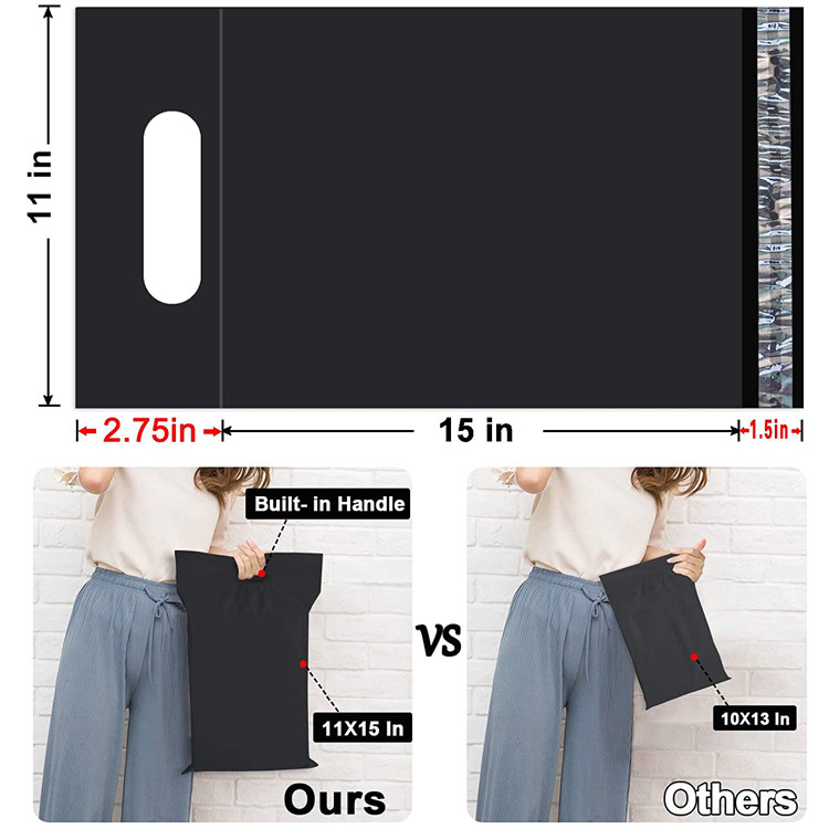Thickness 0.07mm Poly Shipping Bags , 11×15 Inch Black Poly Mailers With Handle
