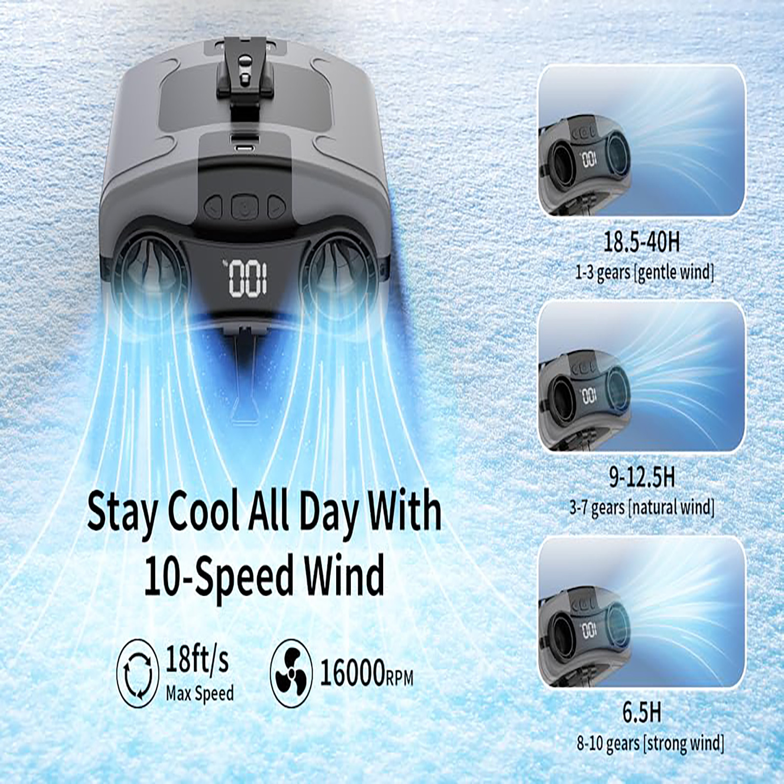 Socool Fan 20000mAh Mini Rechargeable Portable Emergency Power Clip Waist Fan Type-c Super Wind Super Quiet Table Fan