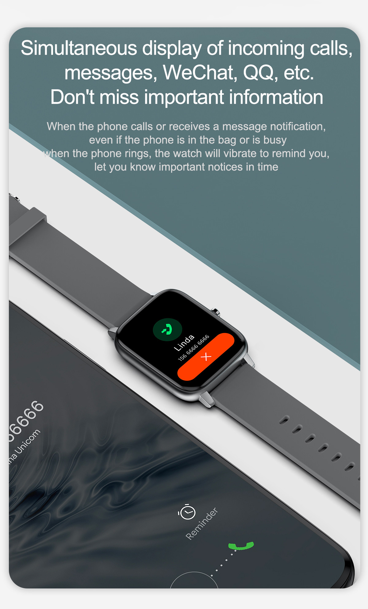 Touch Screen Wristwatch 1.69inch Fitness Tracker Smart Watch