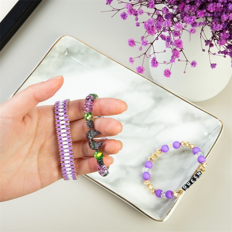Purple Seed Shades Handmade Bead Bracelets Boho Style Set