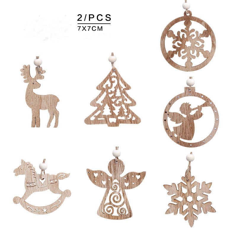 Hot Selling Wooden Christmas Ornaments DIY Wood Small Hanging Pendant For Christmas Decoration