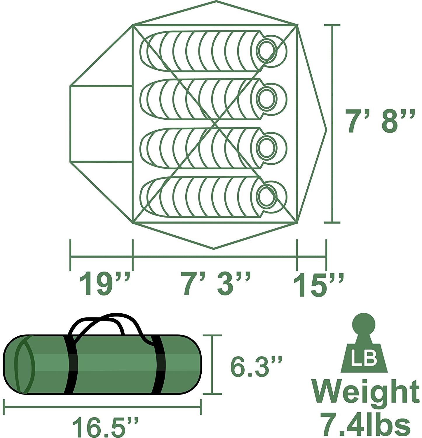 3 Season PU5000mm Ultralight Camping Tent For Family