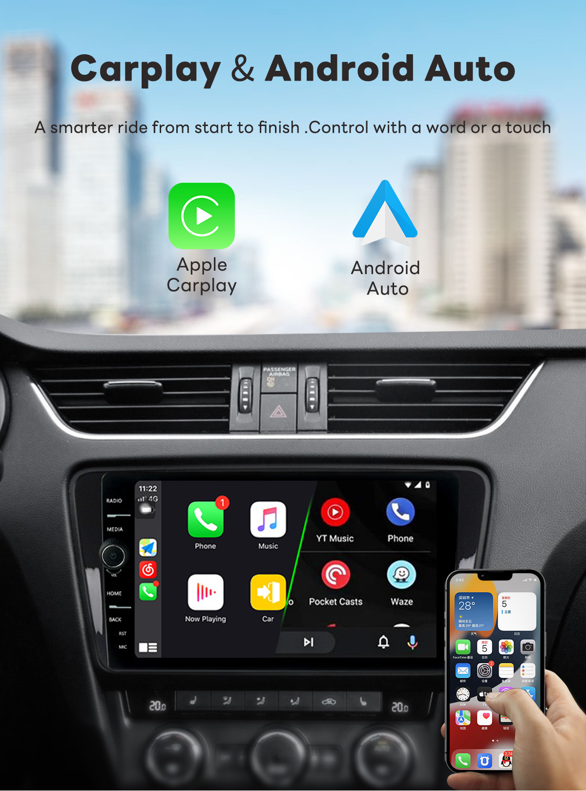 9 inch Car GPS Stereo Player with DSP 36 EQ Adjustment and Wired Carplay Android Auto