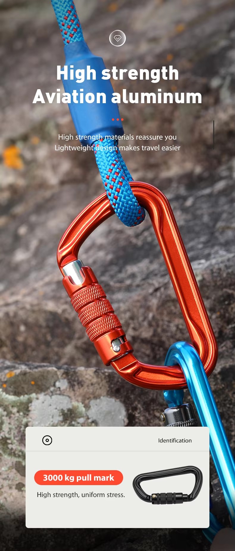 OEM Accepting 30KN Heavy Duty Carabiner Snap Hook for Mountain Climbing in Heavy Industry