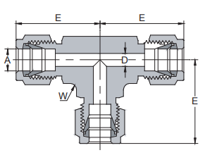 Instrument Double Ferrule Compression Connectors 1/16"~1" Stainless Steel Swagelok Tube Fitting Equal Tee