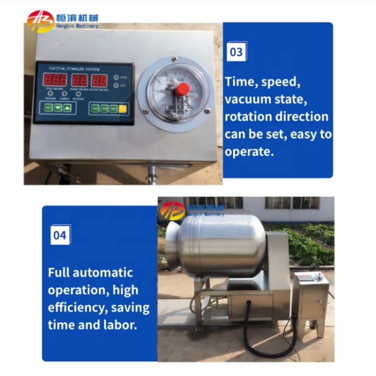 Vacuum Roller Kneading Machine for Meat Fish Processing Capacity 100-150kg/batch