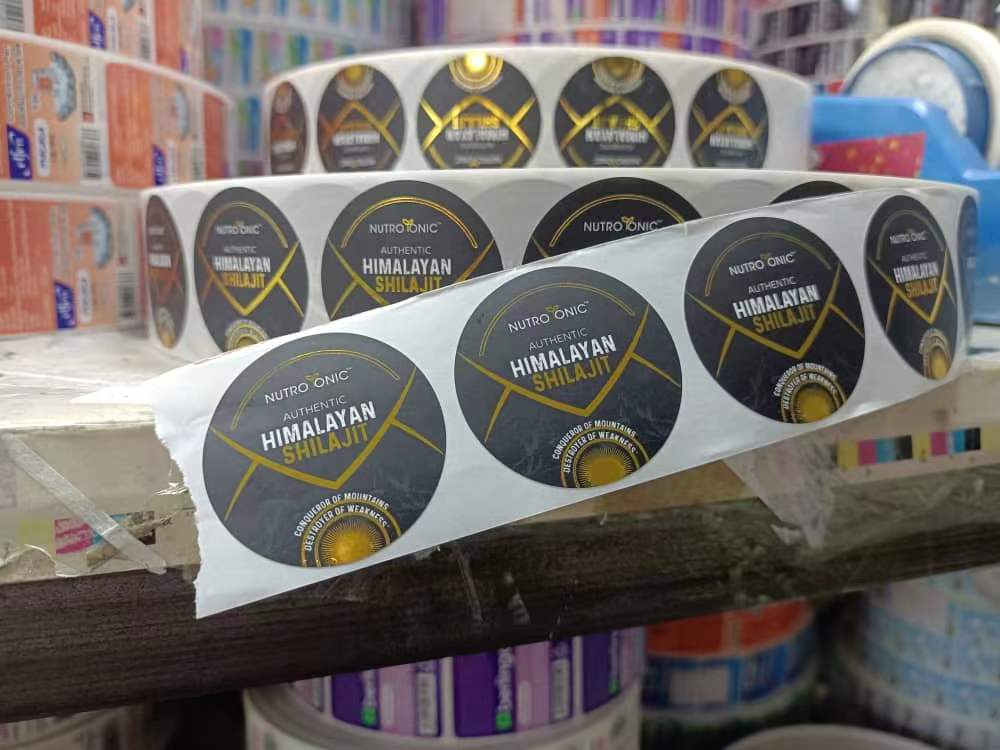 Vinyl Paper Cosmetic Bottle Sticker with gold hot stamp logo