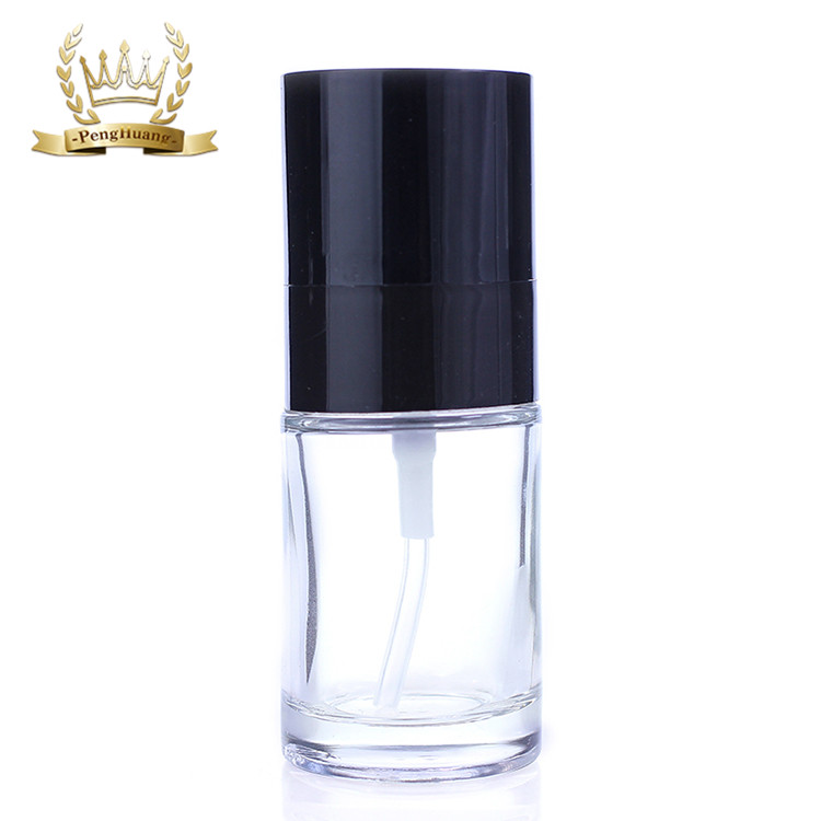 Empty 30ml Cosmetic Container Makeup Liquid Foundation Glass Bottle With Black Pump F037