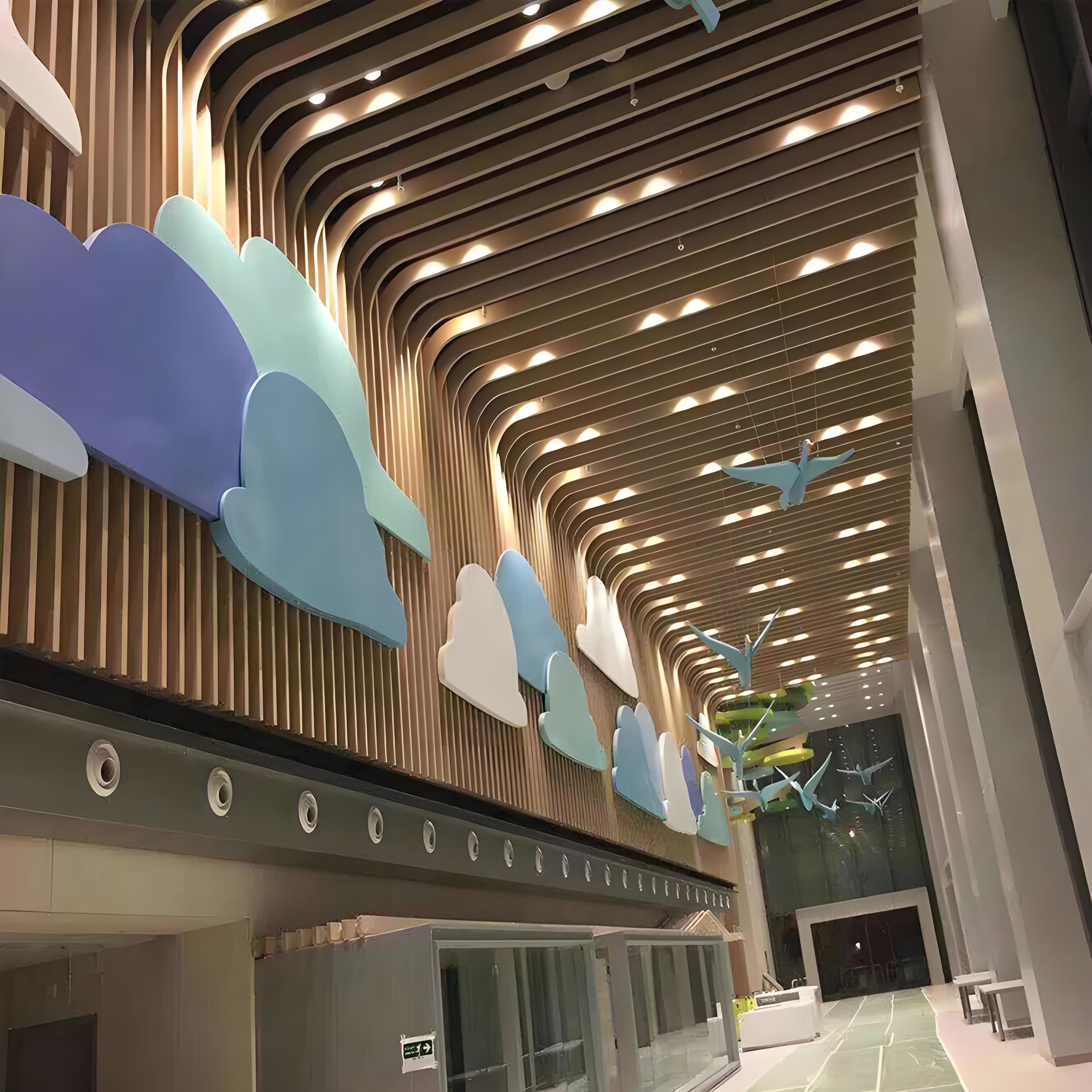 Wooden Grain U Shaped Aluminum Profile Ceiling For Building Celling / Interion Decoration