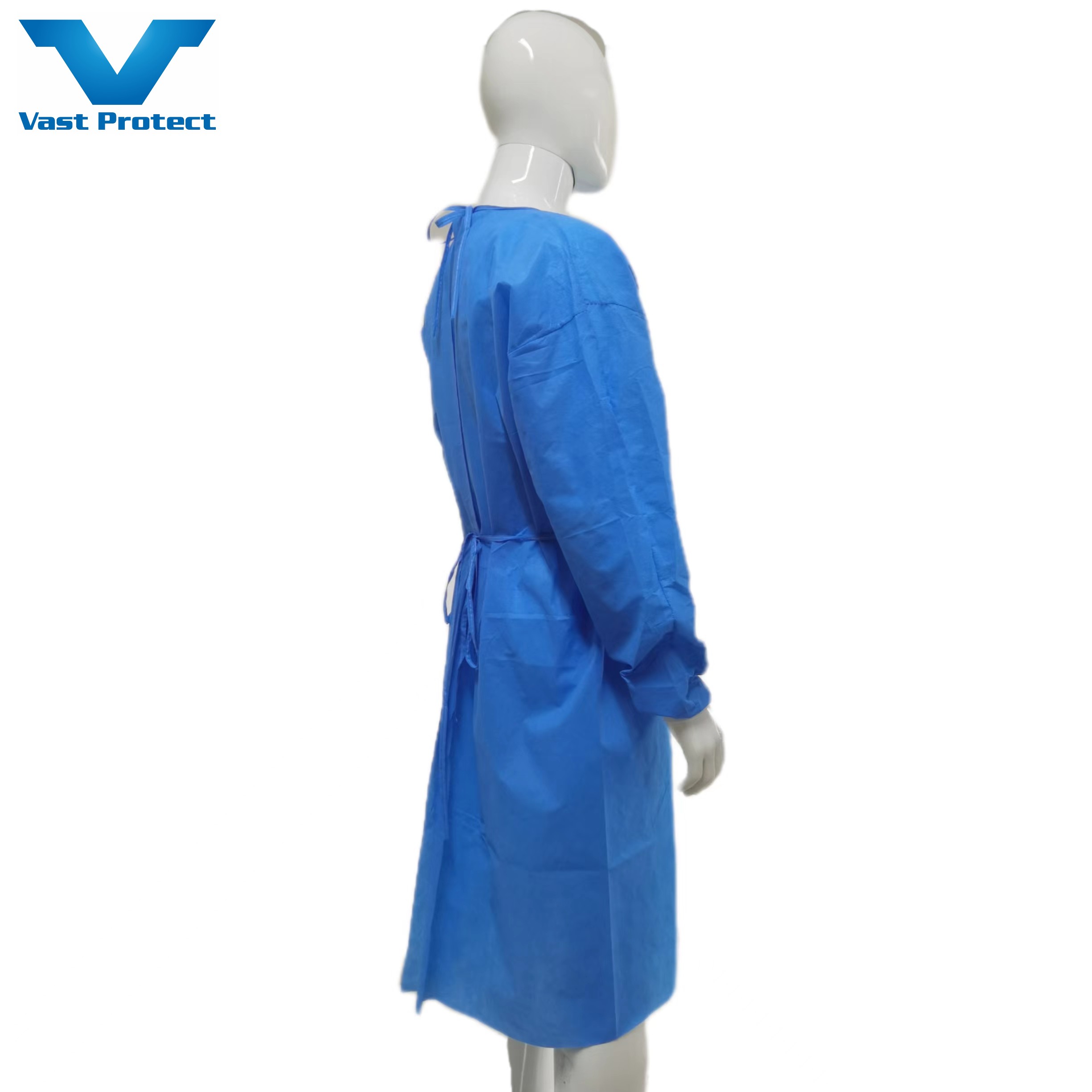 SMS Non Woven Fabric Blue Waterproof Isolation Gown For Class I Instruments OEM Offered