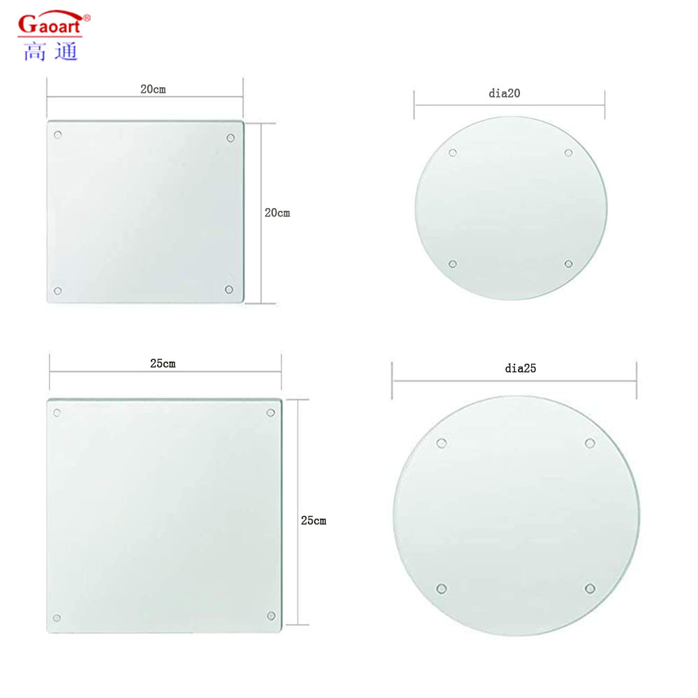 Listing Golden Rectangle Tempered Glass Customer Size Cutting Board for Kitchen 500 Pcs