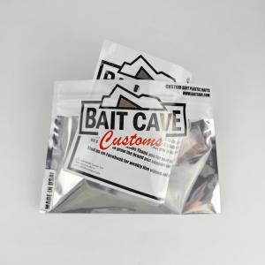 Custom printed resealable front clear back foil pouch smell proof fish bait