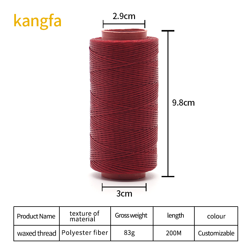 150d 260m 0.8mm Flat Waxed Thread for Leather Sewing Kangfa Free Sample Free Shipping