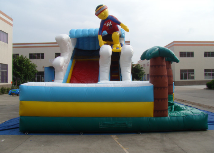Surfboard Man Outdoor Inflatable Water Slide , Party Big Blow Up Water Slides