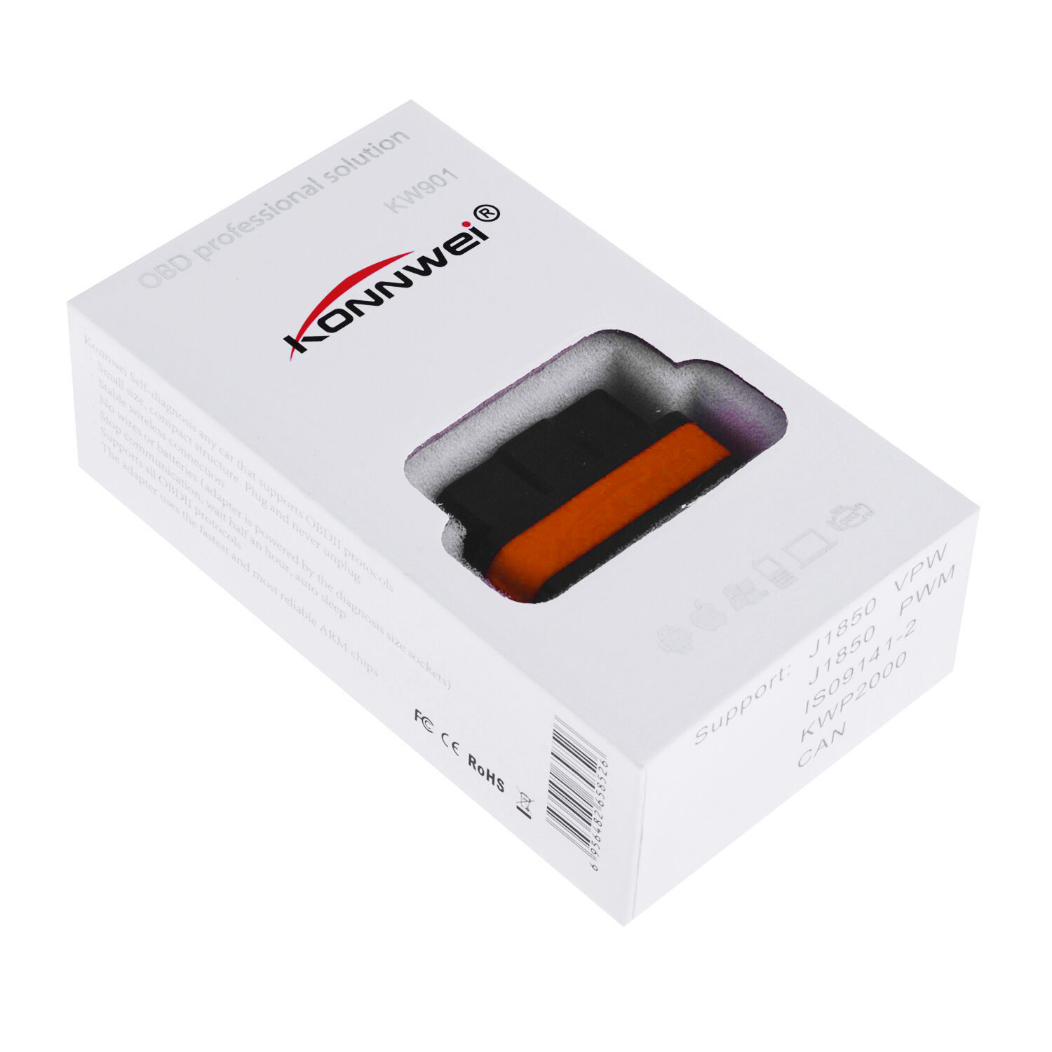 Waterproof Automotive Diagnostic Tool KONNWEI KW901 WIFIfree Obd2 Elm327 1.5a Software