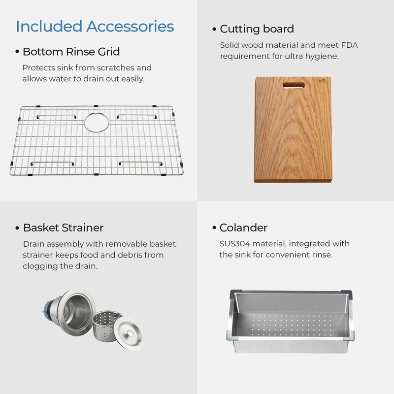 Chromium Handmade Stainless Steel Topmount Kitchen Sink With Accessories