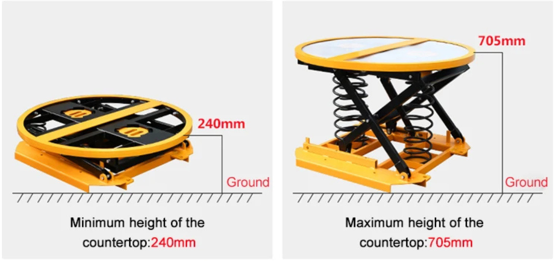 Yellow Palletpal 1000kg Cargo Lift Table Lever Loader