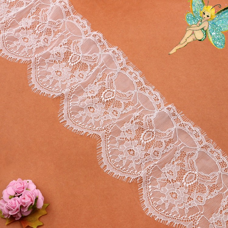 eyelash lace border/lace edged / soft lace with Black / Ivory Double Color