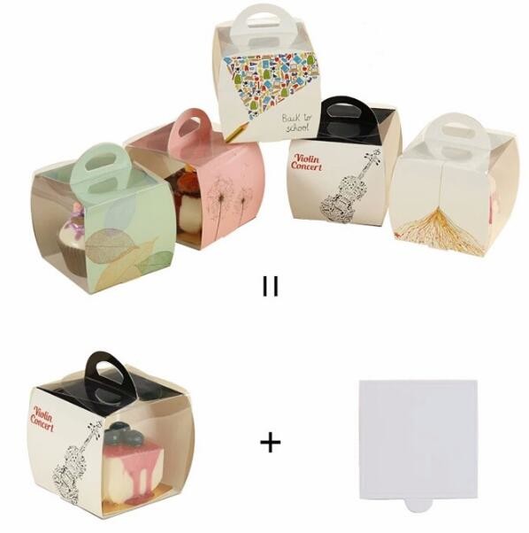 Wholesale custom Paper Cookies packing Cake Box with PVC window,Wholesale Plastic Square Birthday Wedding Packaging Clea
