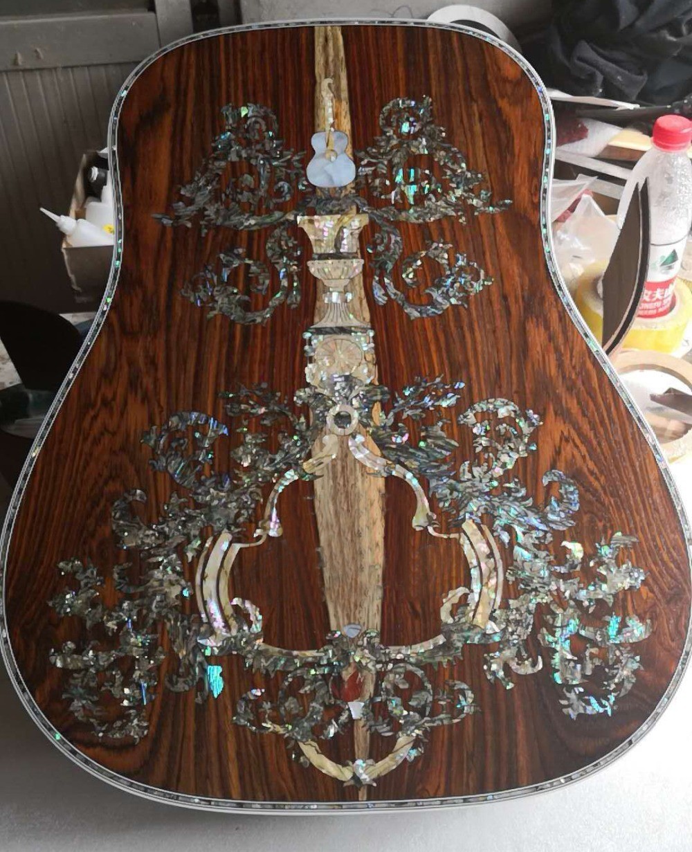 Handcraft deluxe abalone inlay binding solid spruce top cocobolo back sides D45l acoustic guitar