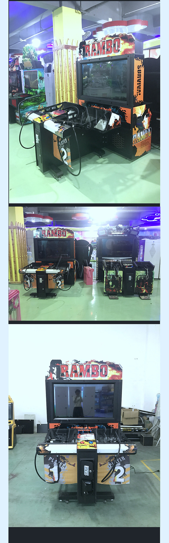 Rambo / Coin Operated Arcade Video Shooting Game Machine 55 Inch Screen