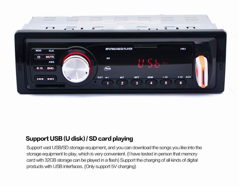 Ouchuangbo car mp3 media player audio stereo with radio USB SD aux 5v charing