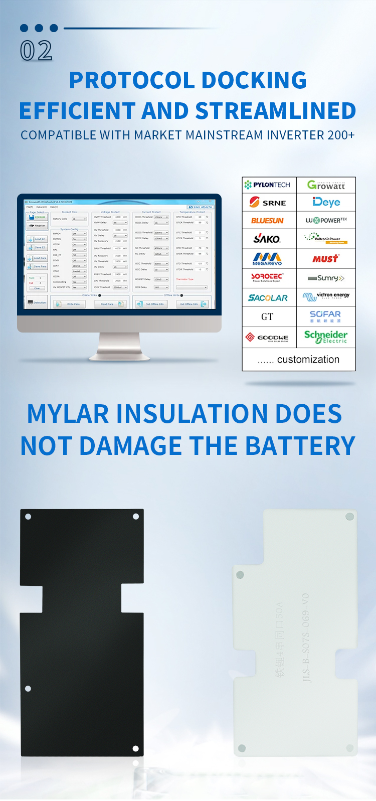 3S - 48S 60A-200A 108 -144V for LiFePO4 LTO Li-ion Batteries Supports Inverter and High Voltage