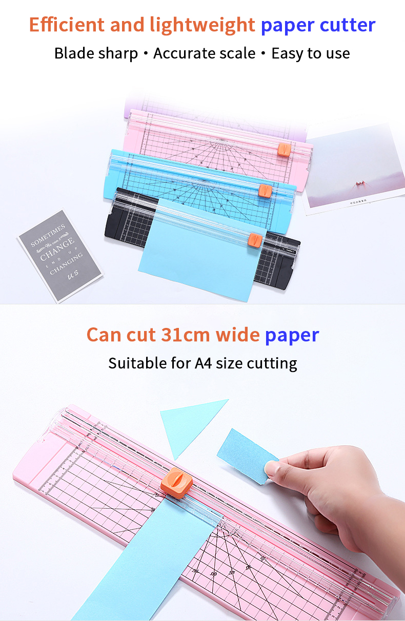 Maximum Cutting Thickness 12 Sheets of 80GSM Paper Mini Manual Paper Cutter for Office