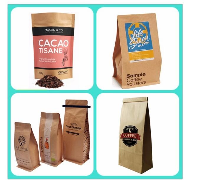 Best Price Food Grade Customized Size Print Coffe Bean Kraft Paper Bag Packaging Of Coffee