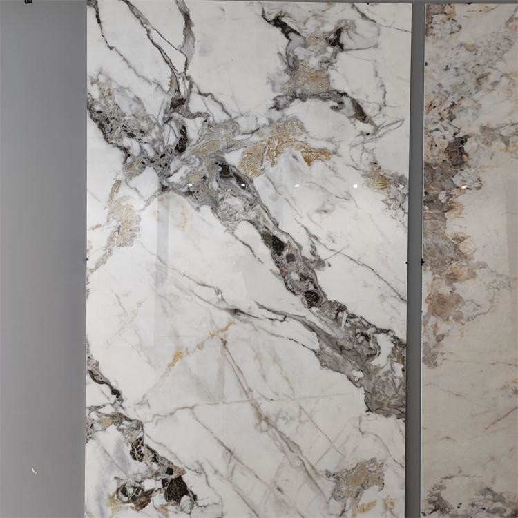 Heat Resistant Porcelain Marble Glossy Sintered Stone Slab Tile 6mm 12mm