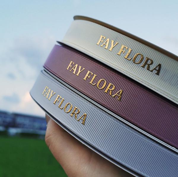 3D Gold Printed Logo Polyester Ribbon For Single Face Satin Ribbon For Hair