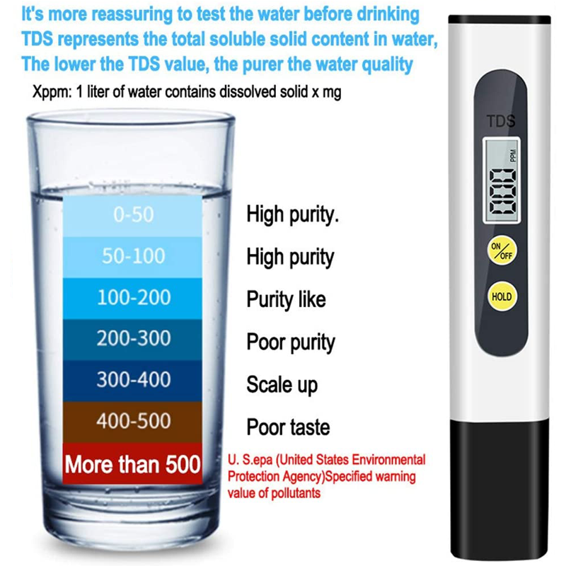 Digital TDS Meter for Drinking Water Swimming Pool Aquariums Measuring Range 0-9999ppm
