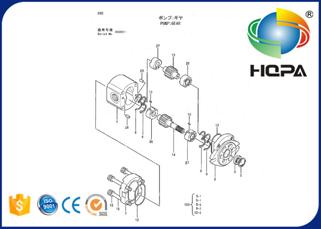 0408207 Hydraulic Gear Pump Seal Kit for Excavator Hitachi  EX100-2