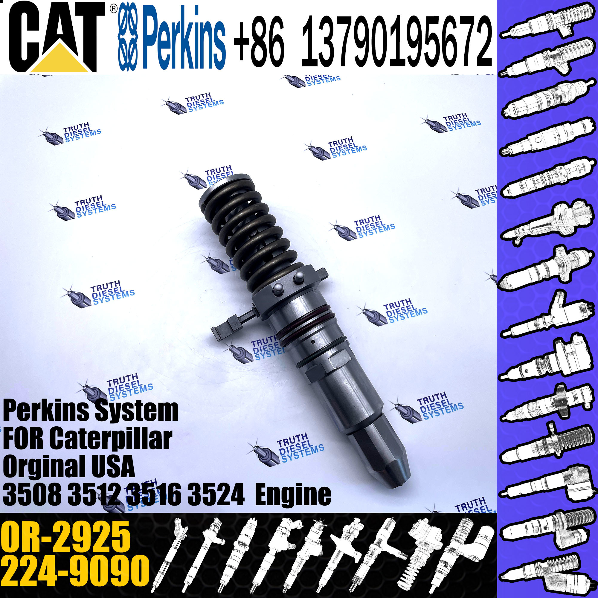 High quality 4P9076 4P-9076 4P9077 4P-9077 Diesel Engine Fuel Injector 7E-3383 0R-2925 for CAT