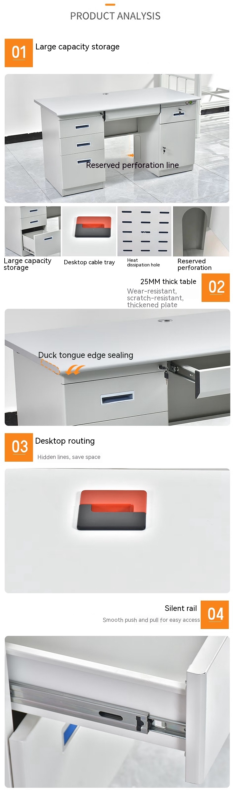 Customizable Thickened Steel Office Desk and Chair Combination with ISO Certification
