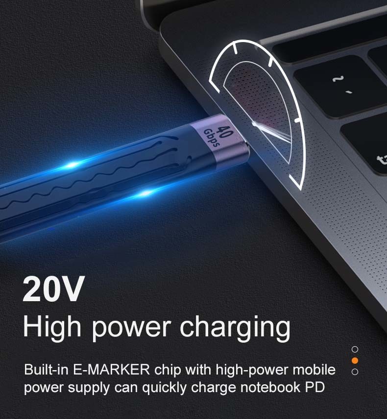 QC4 / Type C / 40GBps Flexible USB 4 Cable For Computer Power Bank Hard Disk PD