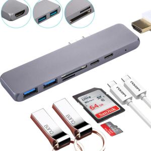  Aluminum USB Type-C Hub Adapter Dongle 50Gbs for 2016-2018 MacBook Pro 13&quot;&amp;15&quot; 4K , Thunderbolt 3 5K@60Hz,USB-C Data Manufactures