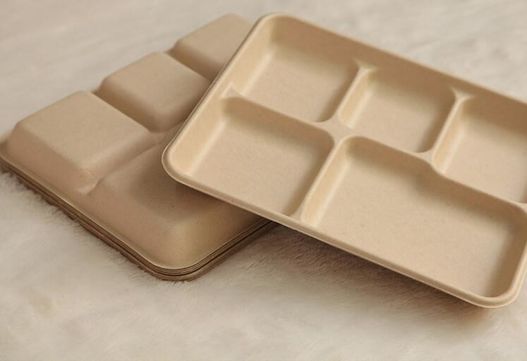 5 compartments Biodegradable Straw pulp food containers paper food trays