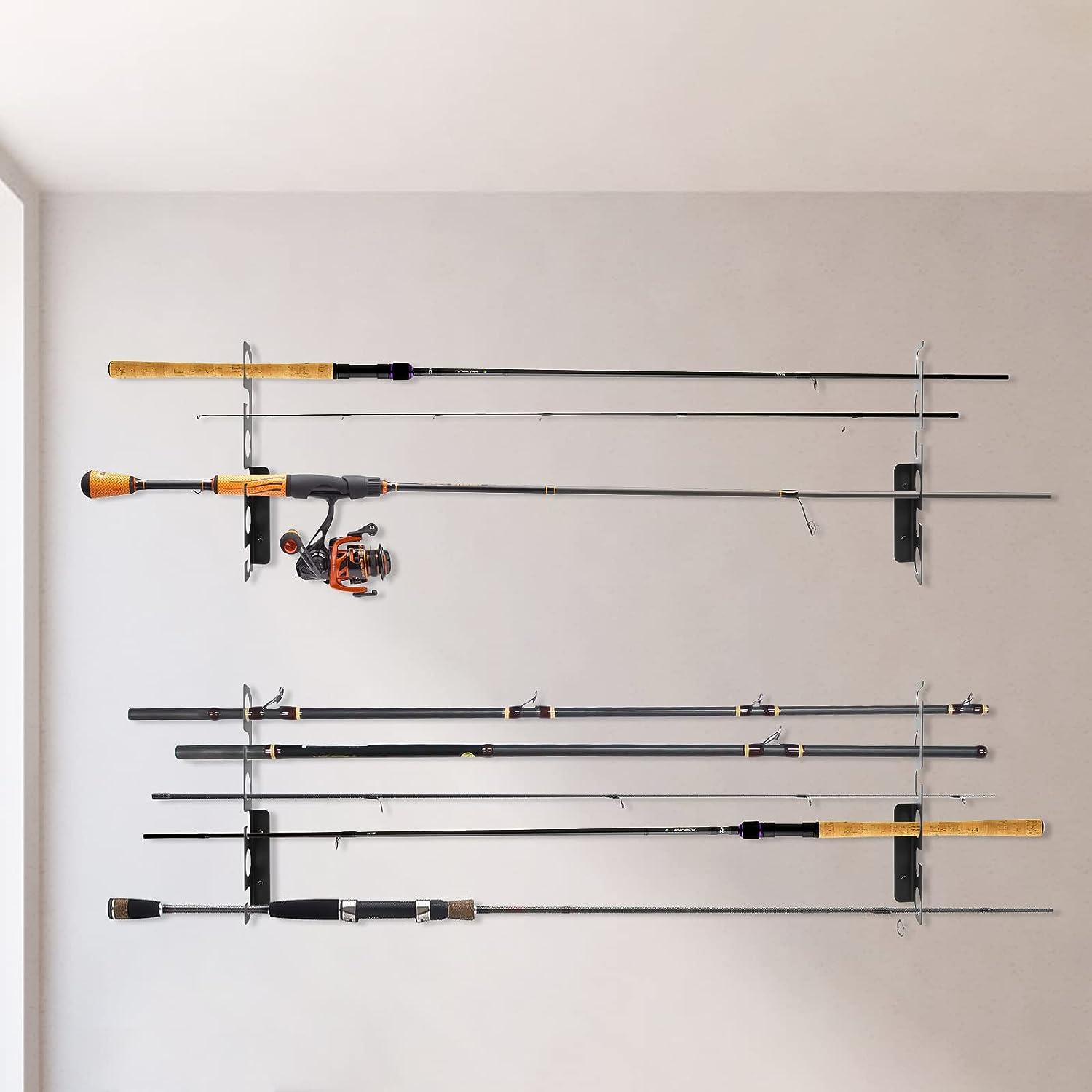 Customized Color Wall Mounted Fishing Pole Holder Perfect for Garage and Basement