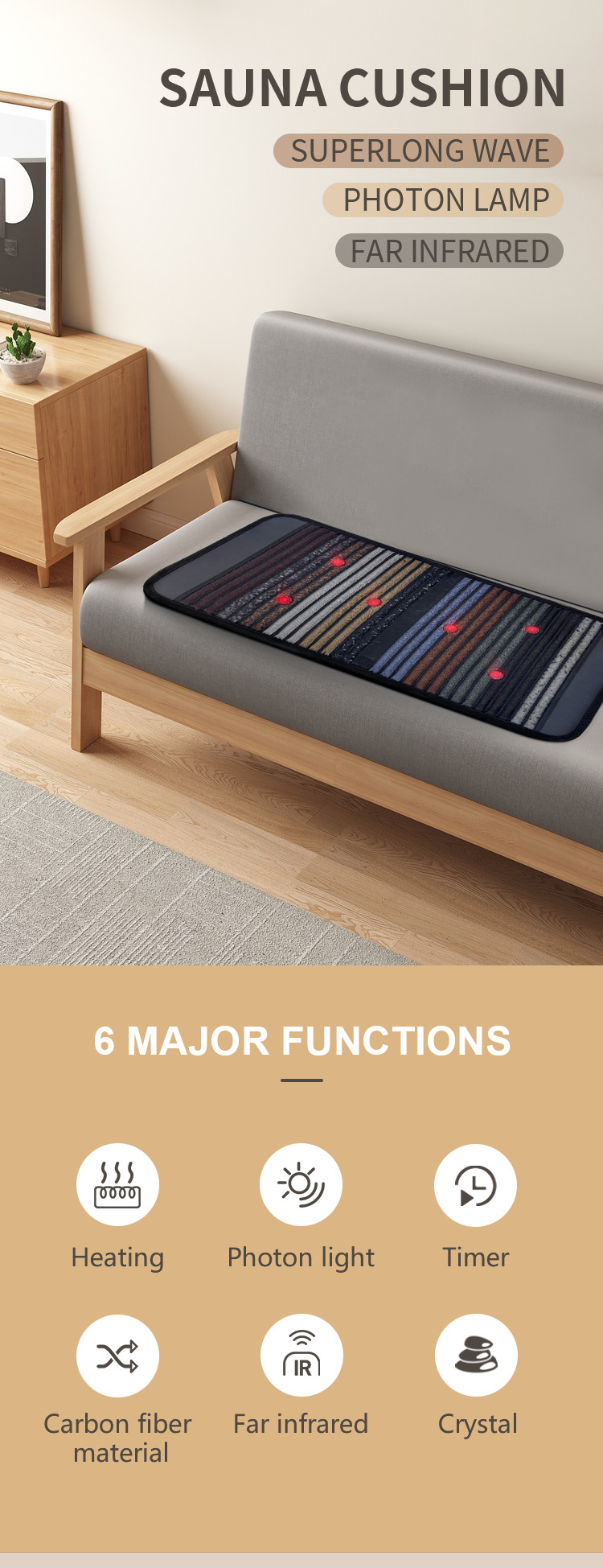 PEMF Tourmaline Stone Heating Pad Far Infrared PEMF Mat One Zone