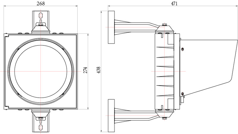 200mm traffic light shell with cobweb lens polycarbonate body aluminum brackets